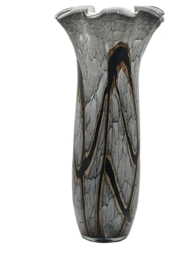 Ręcznie formowany szklany wazon Chusta Marble o wysokości 60 cm z efektem marmuru