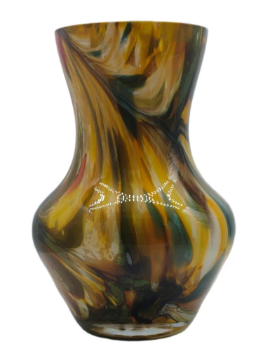 Ręcznie formowany szklany wazon Parma Jungle o wysokości 28 cm na białym tle