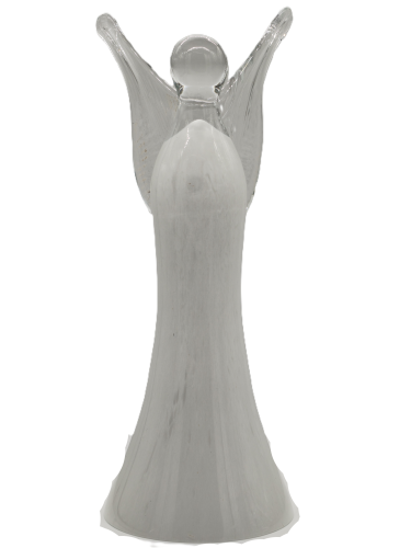 Elegancki Anioł ze Szkła 26cm – Pamiątka Komunii i Chrztu – Ręcznie Formowana Figurka Biała