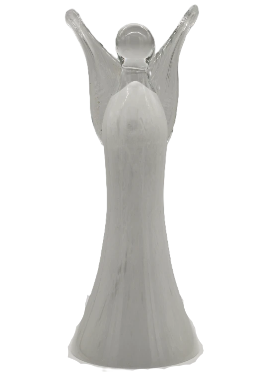 Elegancki Anioł ze Szkła 26cm – Pamiątka Komunii i Chrztu – Ręcznie Formowana Figurka Biała