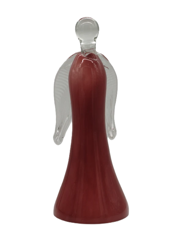 Elegancki Anioł ze Szkła 26cm – Pamiątka Komunii i Chrztu – Ręcznie Formowana Figurka Różowa