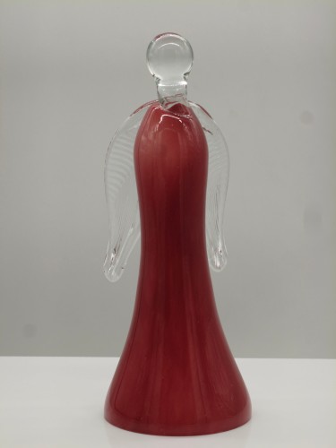 Elegancki Anioł ze Szkła 26cm – Pamiątka Komunii i Chrztu – Ręcznie Formowana Figurka Różowa