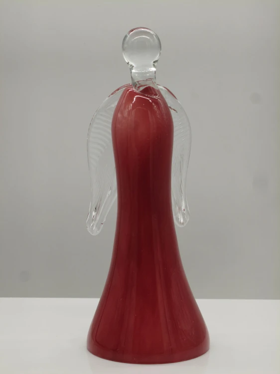 Elegancki Anioł ze Szkła 26cm – Pamiątka Komunii i Chrztu – Ręcznie Formowana Figurka Różowa