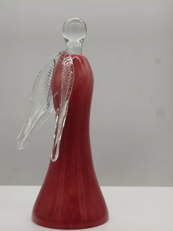 Elegancki Anioł ze Szkła 26cm – Pamiątka Komunii i Chrztu – Ręcznie Formowana Figurka Różowa