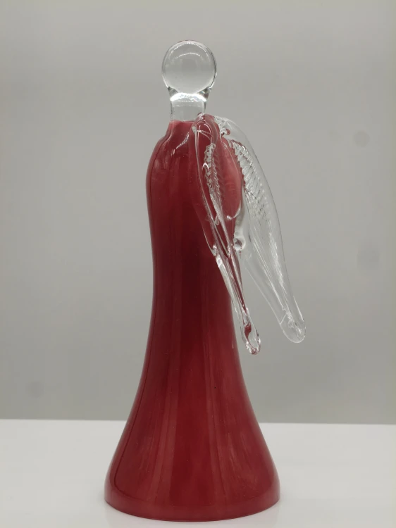 Elegancki Anioł ze Szkła 26cm – Pamiątka Komunii i Chrztu – Ręcznie Formowana Figurka Różowa