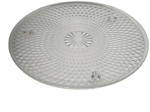 Duża patera szklana 35 cm, elegancki talerz dekoracyjny z polskiego szkła na ciasta, owoce, torty i desery.