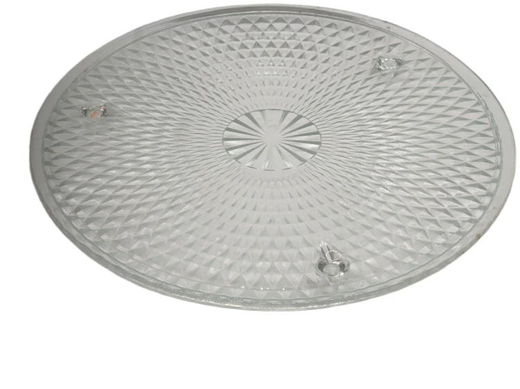 Duża patera szklana 35 cm, elegancki talerz dekoracyjny z polskiego szkła na ciasta, owoce, torty i desery.
