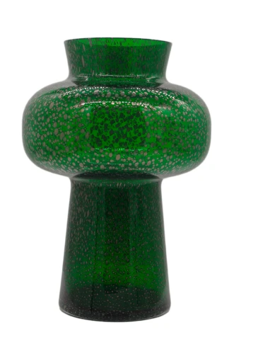 Nowoczesny zielony wazon szklany serii DUKLA Wenecki Szmaragd o dwudzielnym kształcie MIBA-GLASS