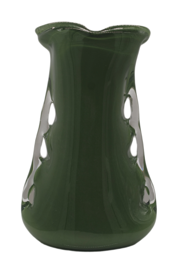 Artystyczny szklany wazon Płetwa Rekina K-OLIVEGREEN o wysokości 31 cm, polskie rękodzieło handmade w kolorze oliwkowej ziele