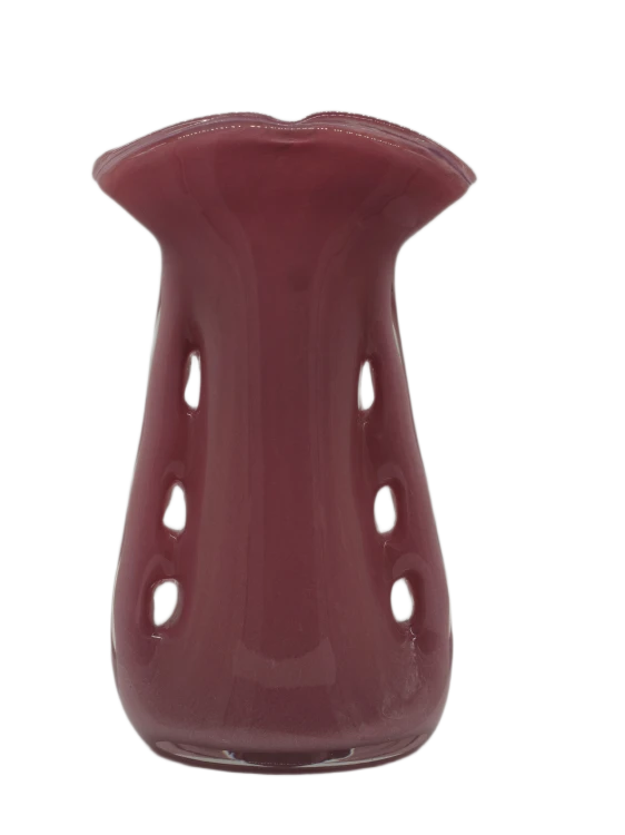 Elegancki wazon szklany Płetwa Rekina K-ROSA 31 cm, różowe szkło artystyczne ręcznie formowane.
